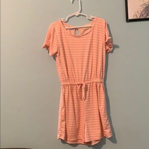 Pink and white striped romper kids/teens